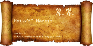 Matkó Nanett névjegykártya